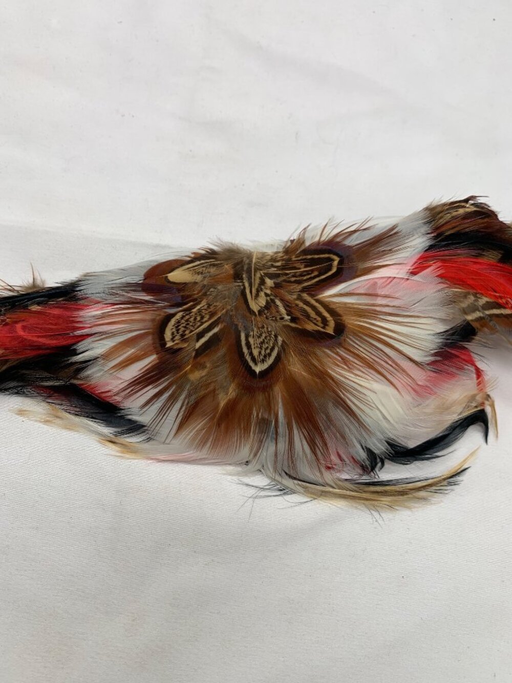 Western Feather Hat Band Brown Red